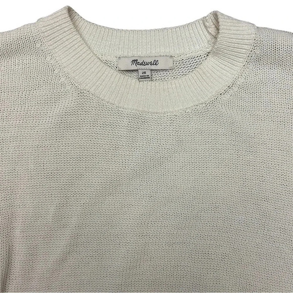 Madewell Plus Loose-Knit Crewneck Bright Ivory Sweater Neutral Preppy NWOT - Picture 6 of 13